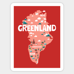 Greenland illustrated map Sticker